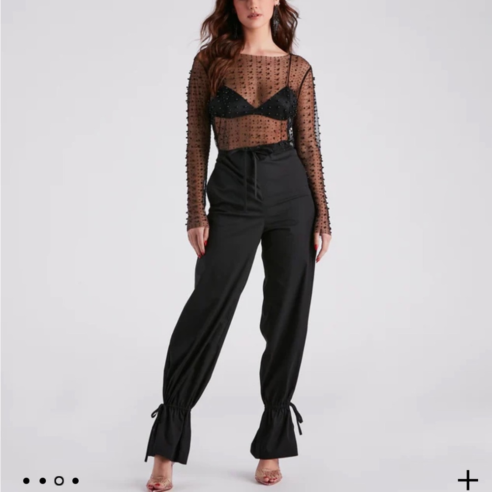 Windsor Beautifully Beaded Cropped Mesh Top